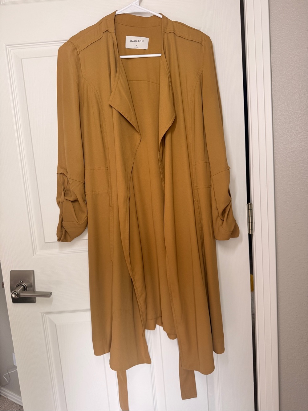 Aritzia babaton camel ochre trenchcoat duster with waist tie